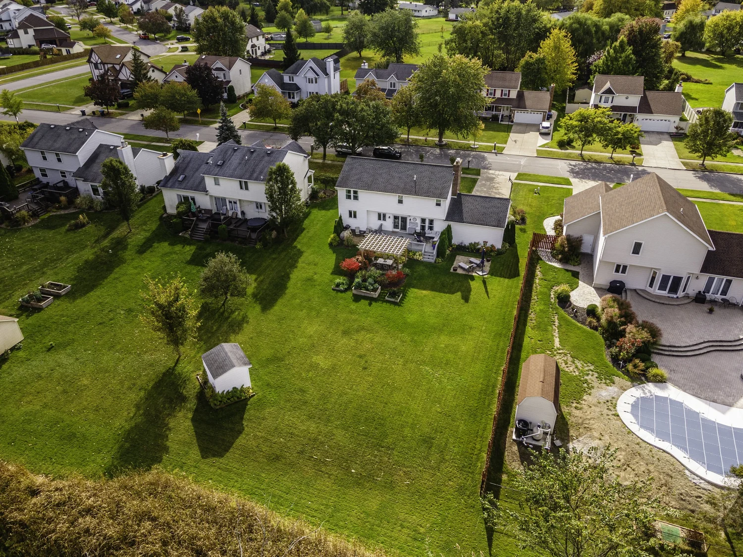Buffalo NY drone real estate photography showing a full property and lot