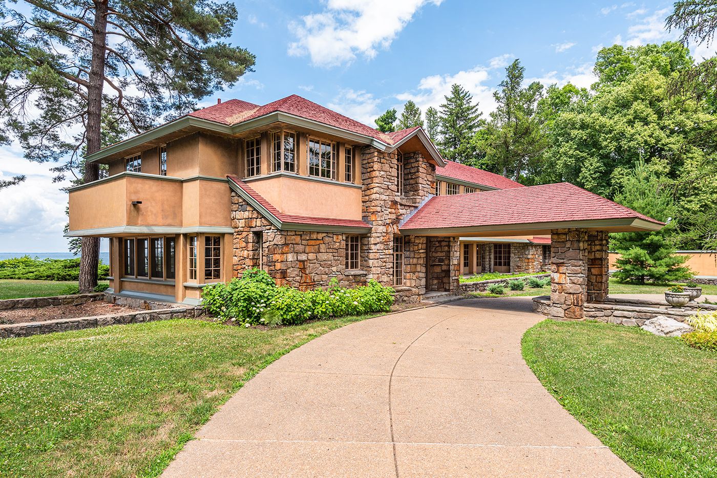 Preserved Graycliff estate grounds, a Frank Lloyd Wright landmark saved by Buffalo preservationists