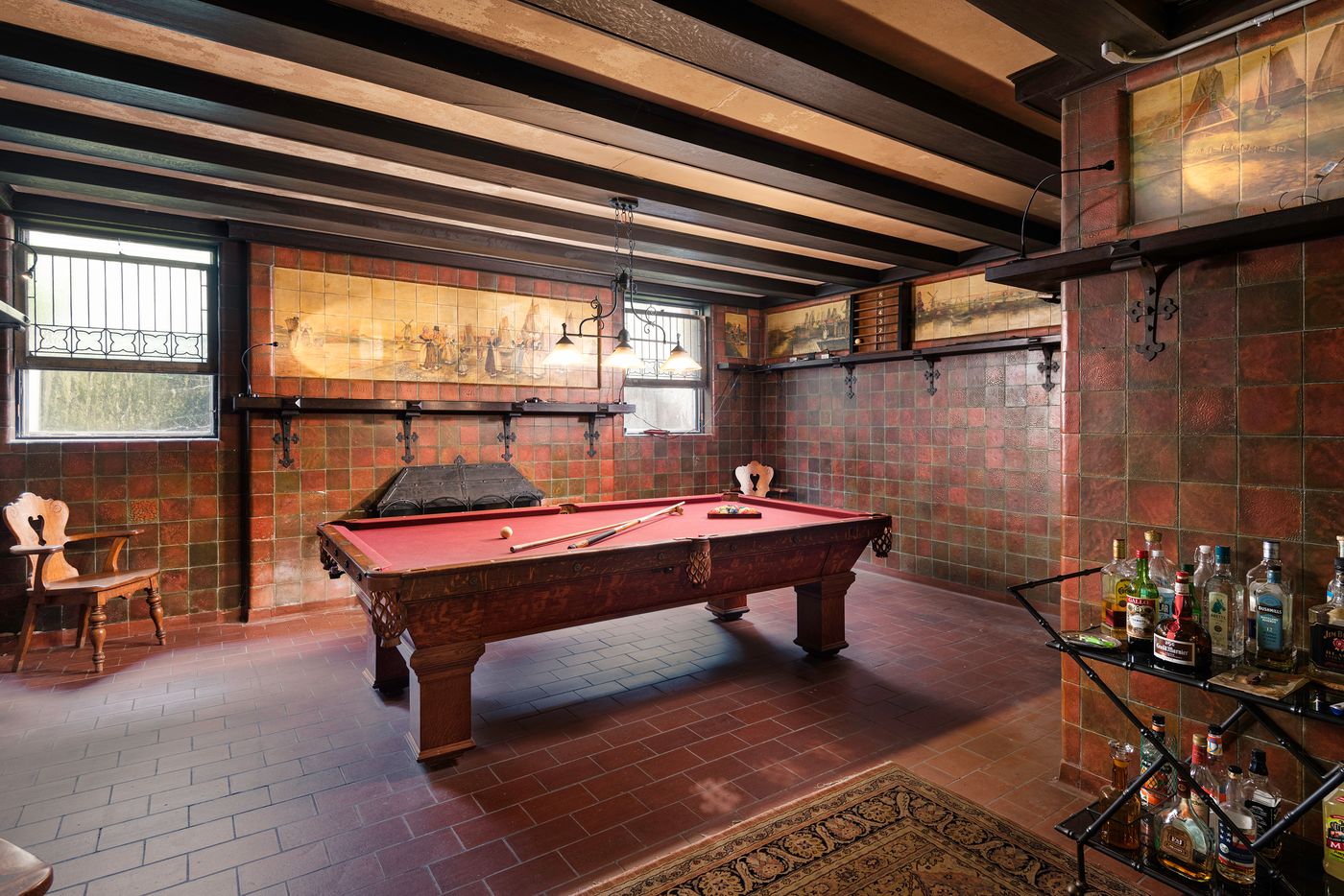 Photographed billiards room in a remodeled historic Western New York mansion