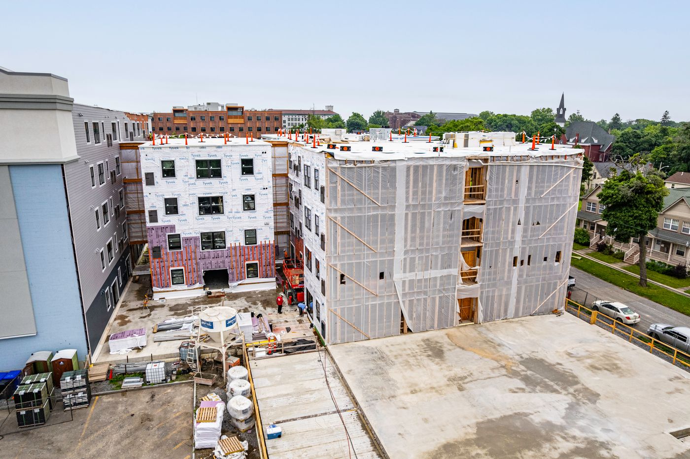 Framing phase of a multi-story new construction project in Buffalo NY
