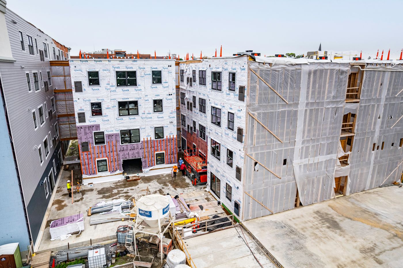 New construction marketing in Buffalo NY: aerial phase documentation of a development mid-build