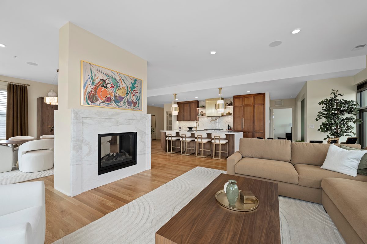 Interior photography, condo living space at 1111 Elmwood