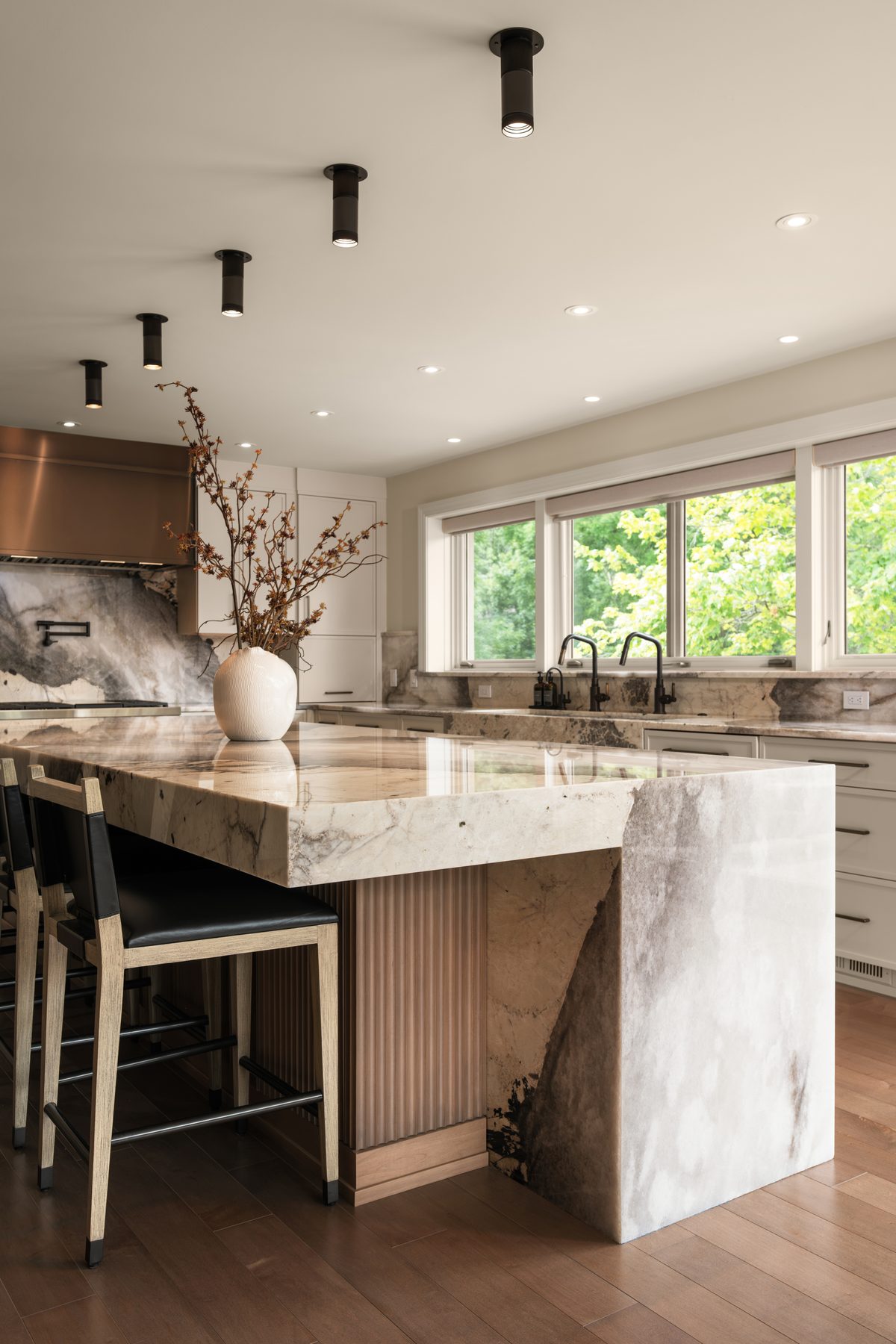 Interior photography, marble kitchen island