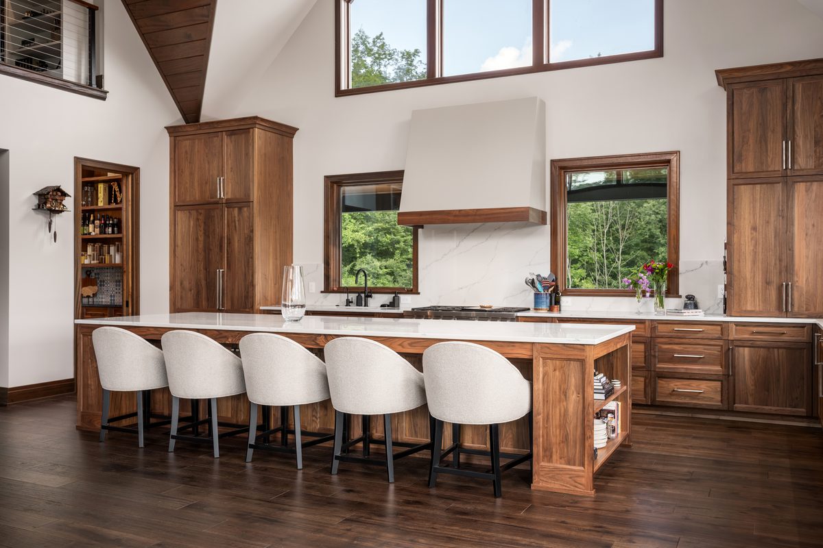 Interior photography, custom kitchen with island seating