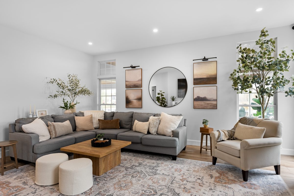 Rental photography, bright neutral living room