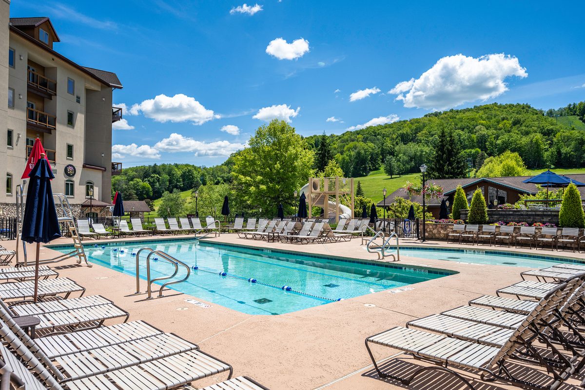 Rental photography, resort pool with loungers